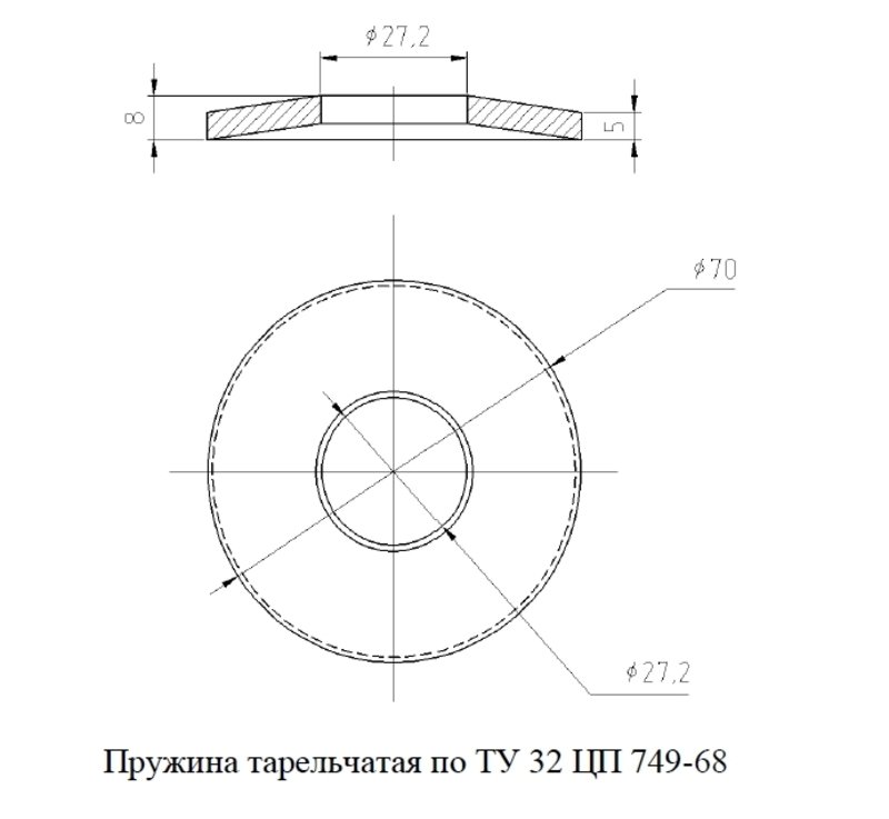 чертёж путевой тарельчатой стыковой пружинной шайба М27 ТУ 32 ЦП 749-68